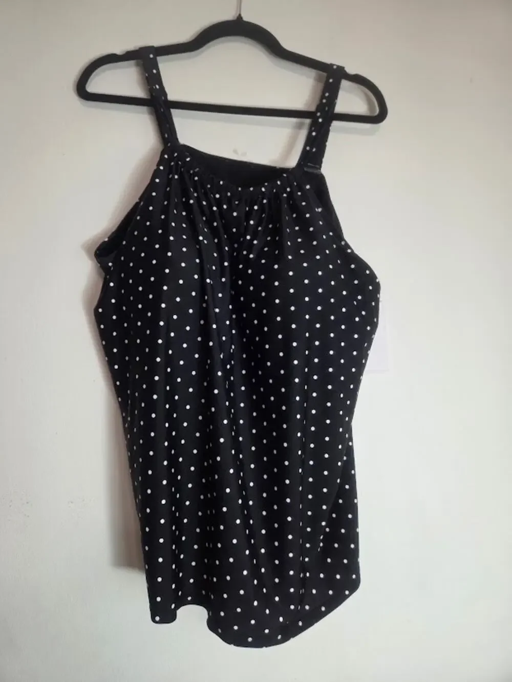 NWT Swimsuits for All Black White Polka Dot Built in Bra Tankini Swim size 26